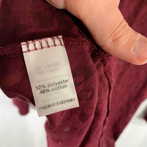 New Lane Bryant Blouse Womens 18 20 Red Semi Sheer Long Sleeve Vneck Lightweight - Picture 6 of 8